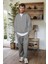 Erkek Gri Balıkçı Yaka 3 Iplik Içi Polarlı Şardonlu Oversize Sweatshirt 2