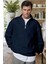 Erkek Lacivert Balıkçı Yaka 3 Iplik Içi Polarlı Şardonlu Oversize Sweatshirt 1
