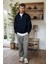 Erkek Lacivert Balıkçı Yaka 3 Iplik Içi Polarlı Şardonlu Oversize Sweatshirt 2