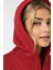 Kadin Kırmızı Kapüşonlu Fermuarlı 3 Üç Iplik Polar Kanguru Oversize Salaş Sweatshirt Zip Up Hoodie 3
