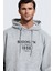 Erkek Gri 1898 Baskılı Kapüşonlu Oversize 3 Iplik Şardonlu Salaş Bol Kesim Hoodie Sweatshirt 2