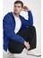 Erkek Saks Mavisi Kapüşonlu Fermuarlı 3 Üç Iplik Polar Kanguru Oversize Sweatshirt Zip Up Hoodie 4