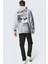 Erkek Gri 1898 Baskılı Kapüşonlu Oversize 3 Iplik Şardonlu Salaş Bol Kesim Hoodie Sweatshirt 3