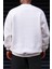 Erkek Ekru Free Life Baskılı Kalın Soft 3 Iplik Içi Şardonlu 0 Sıfır Yaka Oversize Salaş Sweatshirt 5