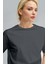 Kadın Füme Nefes Alan Bisiklet Yaka Regular Fit Normal Kesim Baskisiz Basic T-Shirt 2