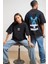 Kadın Siyah Normal Is Boring Bisiklet Yaka Oversize Salaş T-Shirt 1