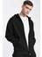 Erkek Siyah Kapüşonlu Fermuarlı 3 Üç Iplik Polar Kanguru Oversize Sweatshirt Zip Up Hoodie 2