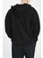 Erkek Siyah Kapüşonlu Fermuarlı 3 Üç Iplik Polar Kanguru Oversize Sweatshirt Zip Up Hoodie 3