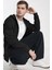 Erkek Siyah Kapüşonlu Fermuarlı 3 Üç Iplik Polar Kanguru Oversize Sweatshirt Zip Up Hoodie 4