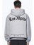 Erkek Gri Los Angeles Baskılı Kapüşonlu 3 Üç Iplik Polar Kanguru Cepli Oversize Sweatshirt Hoodie 1