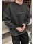 Erkek Antrasit Dreamer Baskılı 0 Sıfır Yaka Oversize Salaş Bol Kesim Polar Sweatshirt 1