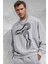 Erkek Gri Limited Baskılı 0 Sıfır Yaka Oversize Salaş Bol Kesim Polar Sweatshirt 1