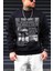 Erkek Siyah 1997 Baskılı 0 Sıfır Yaka Oversize Salaş Bol Kesim Polar Sweatshirt 2