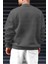 Erkek Antrasit Basic 0 Sıfır Yaka Baskısız Düz Oversize Salaş Bol Kesim Polar Sweatshirt 2
