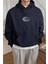 Erkek Lacivert Earth 3 Iplik Şardonlu Kapüşonlu Kanguru Cepli Oversize Salaş Hoodie Sweatshirt 1