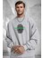 Erkek Gri Personality Baskılı 0 Sıfır Yaka Oversize Salaş Bol Kesim Polar Sweatshirt 1