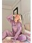 Lila Perfect Desenli Exclusive Kadife Kadın Pijama Takımı 3