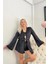 Siyah Bralet Exclusive Kadife Sabahlıklı Kadın Pijama Takımı 2