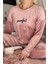 Pudra Perfect Desenli Exclusive Kadife Kadın Pijama Takımı 4