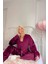 Mürdüm Garnet Exclusive Kadife Sabahlıklı Kadın Pijama Takımı 3