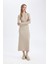Bodycon Vücudu Saran Bisiklet Yaka Basic Düz Kaşkorse Uzun Kollu Maxi Elbise D3373AX24WN 1