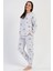 Kadın Büyük Beden Jakarlı Uzun Kol Gri Pijama Takım C3T3N0O204 1