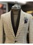 Italyan Stil Slim Fit Kazayağı Desen Erkek Ceket Kahverengi T13045 2