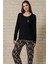 Kadın Siyah Uzun Kollu Pijama Takımı 1708 1