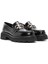 Kadın Siyah Tokalı Deri Maskülen Loafer 24WFD189122 3