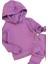 Kız Çocuk Kapüşonlu Sweatshirt Beli Lastikli Fitilli Lila Alt Üst Takım 2