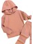 Kız Çocuk Kapüşonlu Sweatshirt Beli Lastikli Fitilli Pudra Alt Üst Takım 2