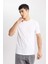 Slim Fit Bisiklet Yaka Kısa Kollu Tişört Whıte 4