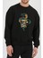 Kuru Kafa Yılan Baskılı Siyah Kadın Erkek Pamuklu Sweatshirt Cu104 1