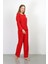 Kadın Bürümcük Kumaş Pijama Takım Kırmızı 4233 3