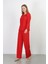 Kadın Bürümcük Kumaş Pijama Takım Kırmızı 4233 5