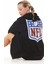 Siyah Kanguru Cep Nfl Baskılı Fermuarlı Sweatshirt 4