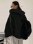 Büyük Beden Özel Tasarım Kapüşonlu Tam Fermuarlı Düz Renk Süper Oversize Battal Kadın Ceket-Sweatshırt 3