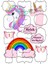 Yenilebilir Şeker Kağıt Unicorn ve Gökkuşağı Temalı Pasta Süsleme 1