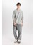 Comfort Fit Bisiklet Yaka Baskılı Sweatshirt Parlak Gri 2