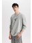Comfort Fit Bisiklet Yaka Baskılı Sweatshirt Parlak Gri 4