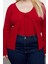 Kadın Büyük Beden Moda Şık Crop V Yaka Uzun Kol Düz Bağlama Detaylı Ince Triko Hırka&atlet Takım 2