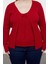Kadın Büyük Beden Moda Şık Crop V Yaka Uzun Kol Düz Bağlama Detaylı Ince Triko Hırka&atlet Takım 4