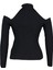 Kadın Büyük Beden Moda Şık Regular Choker Yaka Uzun Kol Düz Yaka Detaylı Ince Triko Kazak 1