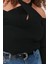 Kadın Büyük Beden Moda Şık Regular Choker Yaka Uzun Kol Düz Yaka Detaylı Ince Triko Kazak 3