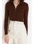 Kadın Moda Şık Crop Polo Yaka Uzun Kol Düz Crop Fermuarlı Triko Hırka 4