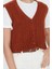 Kadın Moda Şık Crop V Yaka Kolsuz Saç Örgü Yumuşak Dokulu Triko Yelek 3