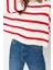 Kadın Moda Şık Crop Bisiklet Yaka Uzun Kol Çizgili Crop Basic Triko Kazak 3