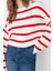 Kadın Moda Şık Crop Bisiklet Yaka Uzun Kol Çizgili Crop Basic Triko Kazak 4