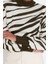 Kadın Moda Şık Crop Dik Yaka Uzun Kol Zebra Zebra Desenli Crop Triko Kazak 4