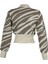 Kadın Moda Şık Crop Dik Yaka Uzun Kol Zebra Zebra Desenli Crop Triko Kazak 1